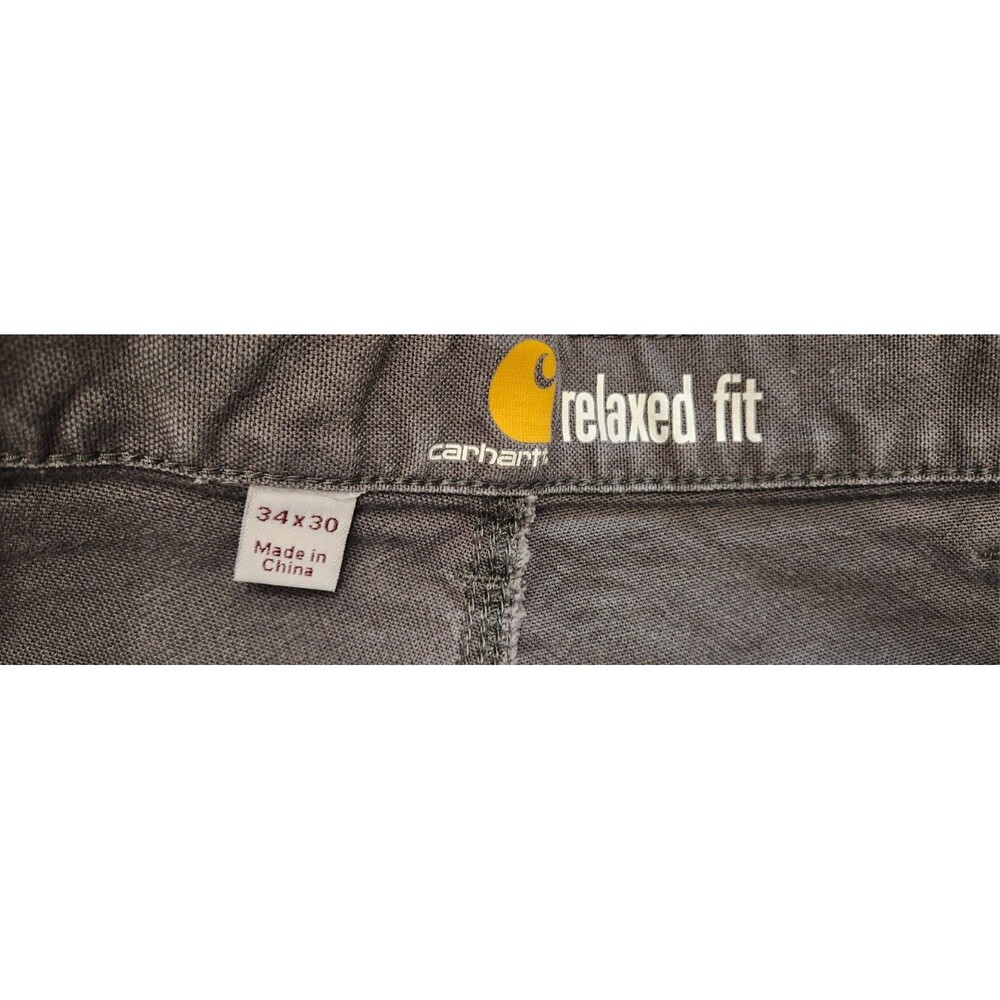Carhartt Pants Mens 34x30 Gray Double Knee Duck Canvas Work Carpenter USA - Picture 4 of 4